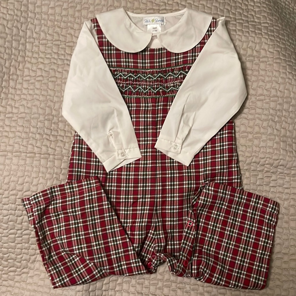 Boy Holiday Smocking Coverall Outfit-NWOT 24 months